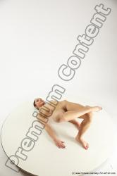 Nude Gymnastic poses Woman White Sitting poses - ALL Slim long black Multi angle poses Pinup